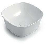 WS Bath Collections Mood 16-7/8" Square Ceramic Vessel Bathroom Sink Glossy White