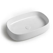 WS Bath Collections Mood 24-3/8" Rectangular Ceramic Vessel Bathroom Sink Glossy White