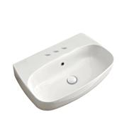 WS Bath Collections Nolita 19-11/16" Rectangular Ceramic Vessel or Wall Mounted Bathroom Sink with Overflow and 3 Faucet Holes at 8" Centers Glossy White