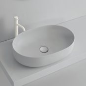WS Bath Collections Nolita 23-5/8" Oval Ceramic Vessel Bathroom Sink Glossy White