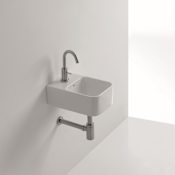 WS Bath Collections 9-1/2" Ceramic Wall Mounted / Vessel Bathroom Sink with 1 Hole Drilled and Overflow from the Normal Collection White