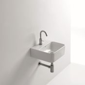 WS Bath Collections 13-4/5" Ceramic Wall Mounted / Vessel Bathroom Sink with 1 Hole Drilled and Overflow from the Normal Collection White