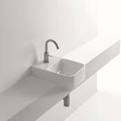 WS Bath Collections Normal 13-4/5" Ceramic Recessed Bathroom Sink with 1 Hole Drilled and Overflow White