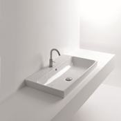 WS Bath Collections 23-11/16" Ceramic Wall Mounted / Vessel Bathroom Sink with 1 Hole Drilled and Overflow from the Normal Collection White