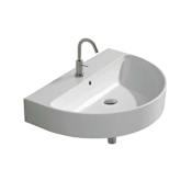 WS Bath Collections 23-11/16" Ceramic Wall Mounted / Vessel Bathroom Sink with 1 Hole Drilled and Overflow from the Normal Collection White