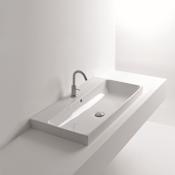 WS Bath Collections 31-1/2" Ceramic Wall Mounted / Vessel Bathroom Sink with 1 Hole Drilled and Overflow from the Normal Collection White