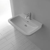 WS Bath Collections Nova 29-1/2" Ceramic Wall Mounted / Vessel Bathroom Sink with One Faucet Hole - Includes Overflow White