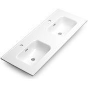 WS Bath Collections Onyx 47-13/16" Rectangular Ceramic Drop In Bathroom Sink with Overflow and 2 Faucet Holes Glossy White