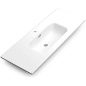 WS Bath Collections Onyx 47-13/16" Rectangular Ceramic Drop In Bathroom Sink with Overflow and Single Faucet Hole Glossy White