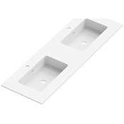 WS Bath Collections Onyx 55-1/2" Rectangular Ceramic Drop In Bathroom Sink with Overflow and 2 Faucet Holes Matte White