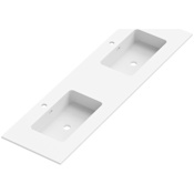 WS Bath Collections Onyx 63-3/8" Rectangular Ceramic Drop In Bathroom Sink with Overflow and 2 Faucet Holes Matte White