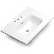 WS Bath Collections Onyx 28-1/8" Rectangular Ceramic Drop In Bathroom Sink with Overflow and 3 Faucet Holes at 8" Centers Glossy White