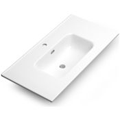 WS Bath Collections Onyx 36" Rectangular Ceramic Drop In Bathroom Sink with Overflow and Single Faucet Hole Glossy White