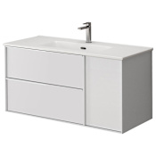 WS Bath Collections Palma 40" Wall Mounted Single Basin Vanity Set with Cabinet and Ceramic Vanity Top Matte White