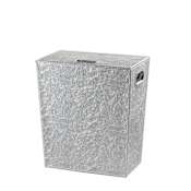 WS Bath Collections Perle 18-9/10" Leather Hamper with Bag from the Complements Collection Polished Chrome