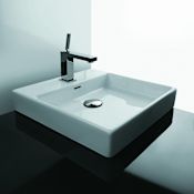 WS Bath Collections Plain 17-11/16" Ceramic Vessel Bathroom Sink with One Faucet Hole - Includes Overflow White