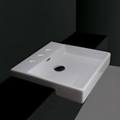 WS Bath Collections Plain 17-11/16" Ceramic Drop In Bathroom Sink with Three Faucet Holes - Includes Overflow White