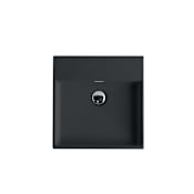 WS Bath Collections Plain 17-11/16" Square Ceramic Vessel / Wall Mounted Bathroom Sink with Overflow Matte Black