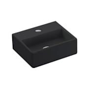 WS Bath Collections Quattro 13" Rectangular Ceramic Vessel or Wall Mounted Bathroom Sink and Single Faucet Hole Gloss Black