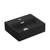 WS Bath Collections Quattro 16-7/8" Rectangular Ceramic Vessel or Wall Mounted Bathroom Sink with Overflow and Single Faucet Hole Gloss Black