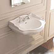 WS Bath Collections Retro 27-3/16" Specialty Ceramic Wall Mounted Bathroom Sink with Overflow and 3 Faucet Holes at 4" Centers Glossy White