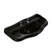WS Bath Collections Retro 39-3/8" Rectangular Ceramic Wall Mounted Bathroom Sink Glossy Black