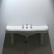 WS Bath Collections Retro 39-7/16" Ceramic Wall Mounted Bathroom Sink with Three Faucet Holes - Includes Overflow White