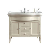 WS Bath Collections Retro 40" Free Standing Single Basin Vanity Set with Cabinet and Ceramic Vanity Top - 3 Faucet Holes Matte White