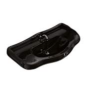 WS Bath Collections Retro 39-3/8" Rectangular Ceramic Wall Mounted Bathroom Sink with 3 Faucet holes at 1-3/8" Centers Glossy Black
