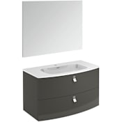 WS Bath Collections Rondo 40" Single Vanity Set with Engineered Wood Cabinet, Ceramic Vanity Top with Integrated Sink, and Mirror Anthracite