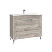 WS Bath Collections Rose 40" Free Standing Single Basin Vanity Set with Cabinet and Ceramic Vanity Top Grey Pine