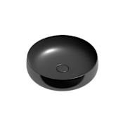 WS Bath Collections Seed 17-11/16" Circular Ceramic Vessel Bathroom Sink Glossy Black