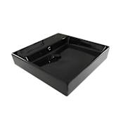 WS Bath Collections Simple 19-11/16" Square Ceramic Vessel or Wall Mounted Bathroom Sink - Includes Overflow Glossy Black