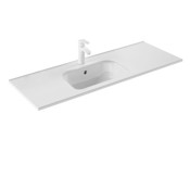 WS Bath Collections Slim 47-3/16" Rectangular Ceramic Drop In Bathroom Sink with Overflow and Single Hole Glossy White