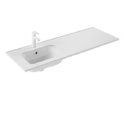 WS Bath Collections Slim 47-3/16" Rectangular Ceramic Drop In Bathroom Sink with Overflow and Single Hole Glossy White