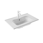 WS Bath Collections Slim 27-13/16" Rectangular Ceramic Drop In Bathroom Sink with Overflow and Single Hole Glossy White