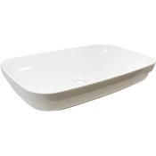 WS Bath Collections Tribeca 23-3/5" Rectangular Ceramic Semi-Recessed or Vessel Bathroom Sink Gloss White