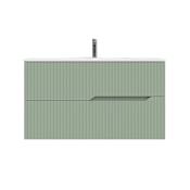 WS Bath Collections Tulipa 40" Wall Mounted Single Basin Vanity Set with Cabinet and Ceramic Vanity Top Matte Leaf