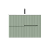 WS Bath Collections Tulipa 32" Wall Mounted Single Basin Vanity Set with Cabinet and Ceramic Vanity Top Matte Leaf