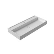 WS Bath Collections Unit Plus 39-5/8" Rectangular Ceramic Vessel / Wall Mounted Bathroom Sink with Overflow and Single Hole Glossy White