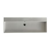 WS Bath Collections Unlimited 47-1/2" Rectangular Ceramic Vessel / Wall Mounted Bathroom Sink with Overflow Glossy White