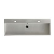 WS Bath Collections Unlimited 47-1/2" Rectangular Ceramic Vessel / Wall Mounted Bathroom Sink with Overflow and 2 Faucet Holes Glossy White