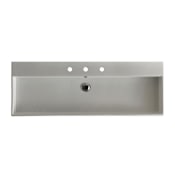 WS Bath Collections Unlimited 47-1/2" Rectangular Ceramic Vessel / Wall Mounted Bathroom Sink with Overflow and 3 Faucet Holes at 8" Centers Glossy White