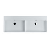 WS Bath Collections Unlimited 55-1/2" Rectangular Ceramic Vessel / Wall Mounted Bathroom Sink with Overflow Glossy White