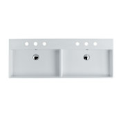 WS Bath Collections Unlimited 55-1/2" Rectangular Ceramic Vessel / Wall Mounted Bathroom Sink with Overflow and 3 Faucet Holes at 4" Centers Glossy White