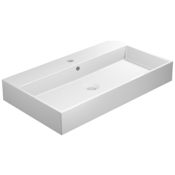 WS Bath Collections Unlimited 31-11/16" Rectangular Ceramic Vessel, Wall Mounted Bathroom Sink with Overflow and Single Faucet Hole Glossy White