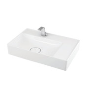 WS Bath Collections Vision 23-5/8" Rectangular Ceramic Vessel Bathroom Sink with Single Faucet Hole Glossy White
