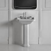 WS Bath Collections Waldorf Ceramic White 31-1/2" Pedestal Bathroom Sink with One Faucet Hole - Includes Overflow White