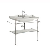 WS Bath Collections Waldorf Ceramic White 31-1/2" Console Bathroom Sink with Three Faucet Holes - Includes Overflow White