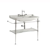 WS Bath Collections Waldorf Ceramic White 39-2/5" Console Bathroom Sink with Three Faucet Holes - Includes Overflow White